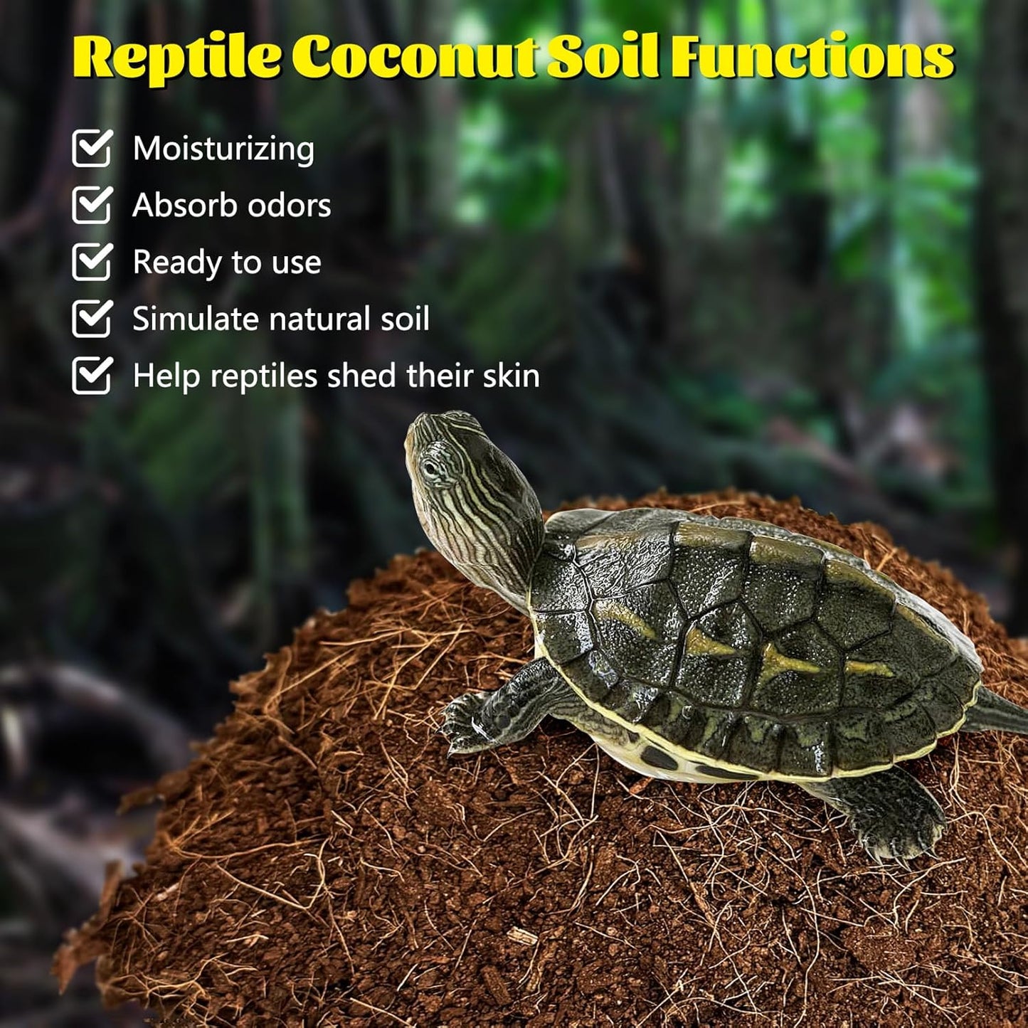 Hamiledyi Reptile Coconut Fiber Substrate Lizards Breathable Coconut Soil Tortoise Habitat Substrate Terrarium Bedding for Snake, Bearded Dragon, Gecko, Horned Frog, Hermit Crab, Tarantulas (2Pack)