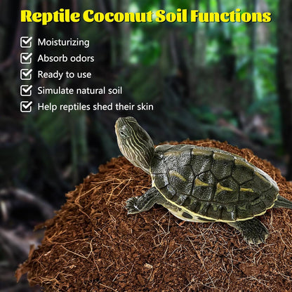 Hamiledyi Reptile Coconut Fiber Substrate Lizards Breathable Coconut Soil Tortoise Habitat Substrate Terrarium Bedding for Snake, Bearded Dragon, Gecko, Horned Frog, Hermit Crab, Tarantulas (2Pack)