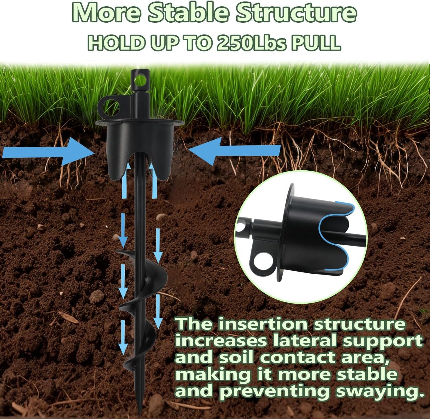 Dog Stakes for Outside Hold up to 250Lbs Dogs Heavy Duty Tie Out Tether Leash Chain for Yard Outdoor Camping Screw in Ground Anchor Set 13 inch Black, 15 FT Steel Cable