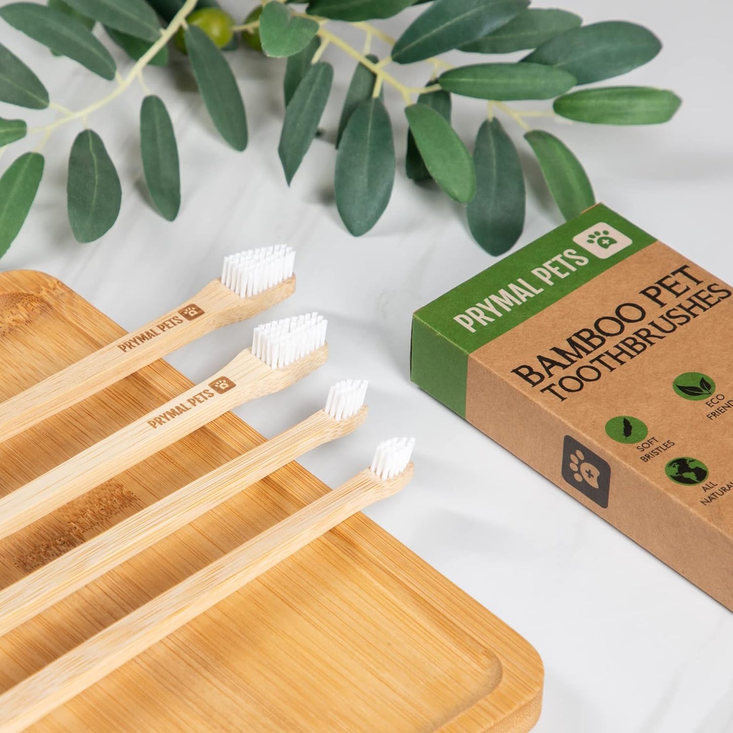 Dog Toothbrush I 4-Pack Two Sided Bamboo Toothbrush for Small and Large Dogs & Cats I Soft Bristles Gentle for Easy Dog Teeth Brushing & Dental Care