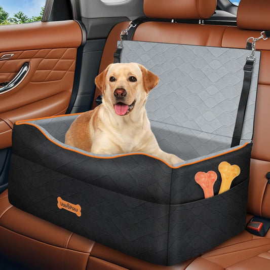 Dog Car Seat for Medium Dog, Dogs Booster Seat Under 50Lbs or 2 Small Dogs Washable, Pet Car Seats with 2 Safety Leashes, Pets Sofa Bed Cushion Add Thick Sponge, Pet Cars Carrier for Travel