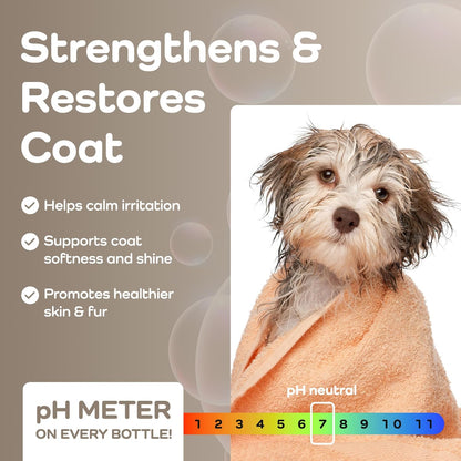 8-in-1 Oatmeal Dog Conditioner Moisturizing Conditioner for Dogs with Oat Oil, Shea Butter, Coconut Oil & Argan Oil, Hypoallergenic Dog Conditioner for Itchy Skin & Dry Coats, 475mL