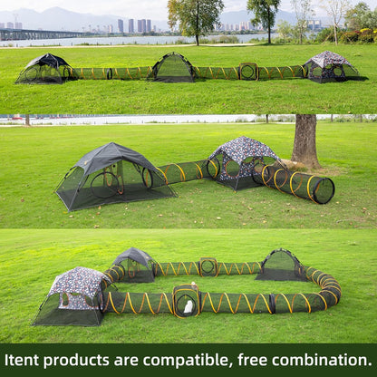 Extra Large Catio Outdoor Cat Enclosure,3 Tier Cat Tower Tent Weatherproof & Sunproof with 3 Doors(with Two Kinds of Canopies), Foladable and Portable Plus 3 Run Tunnels