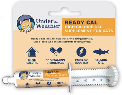 Under The Weather Pet | Ready Cal for Cats 100cc | High Calorie Supplement | Cat Weight Gainer and High Calorie Booster | 10 Vitamins, 7 Minerals & Omega Fatty Acids (for Cats 100cc)