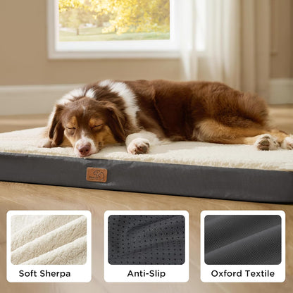 Bedsure Dog Beds Large Sized Dog - Comfy Flat Pet Beds with Removable Washable Cover, Orthopedic Egg Crate Foam Puppy Mat, Suitable for Pet Up to 65 lbs