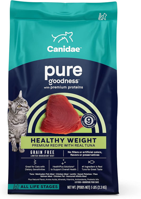 Canidae Pure Healthy Weight Limited Ingredient Premium Dry Cat Food, Real Tuna Recipe, 5 lbs, Grain Free