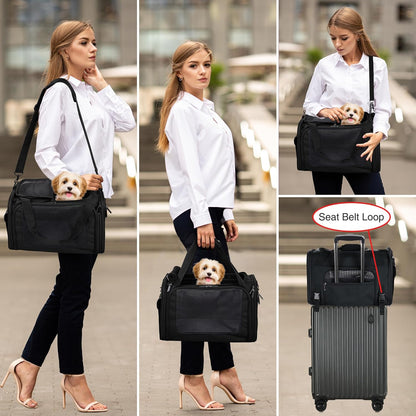 EliteField Deluxe Soft-Sided Pet Carrier (3 Year Warranty, Airline Approved), Travel Bag for Dogs, Cats & Small Pets, with Expandable Mat