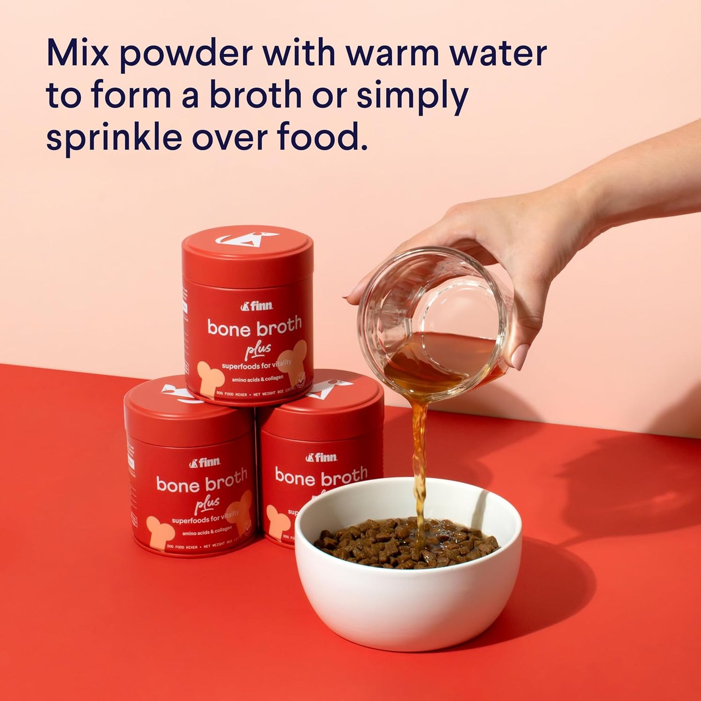 Finn Bone Broth Plus for Dogs | Joint & Mobility Topper Packed with Collagen & Amino Acids | Only 6 Ingredients | Powdered Meal Topper for Dogs