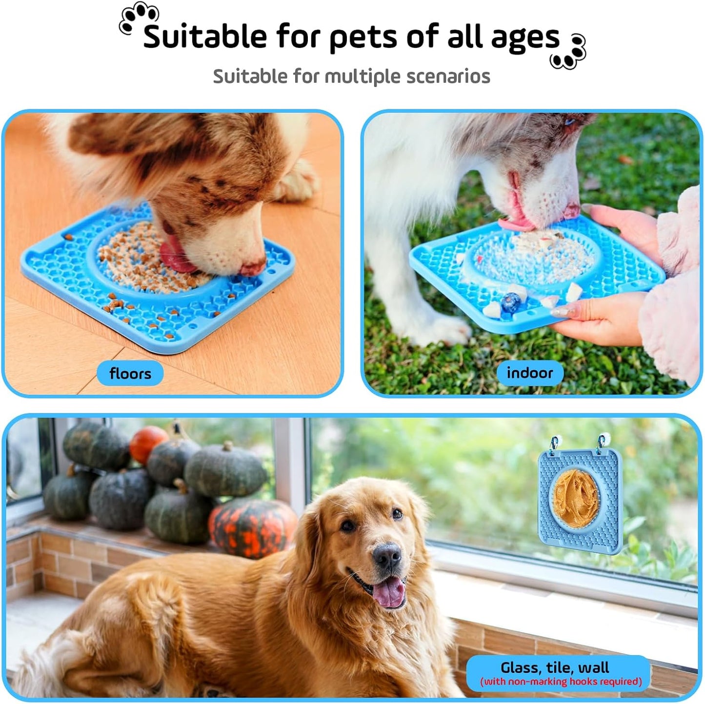 Dog Lick Mats for Large Dogs and Cats,Thicker BPA Free 3 in 1 Lick Mat Crate Training Aid for Puppies,Dog Lick Bowl,Peanut Butter Licking Pads for Dogs Boredom and Anxiety Relief