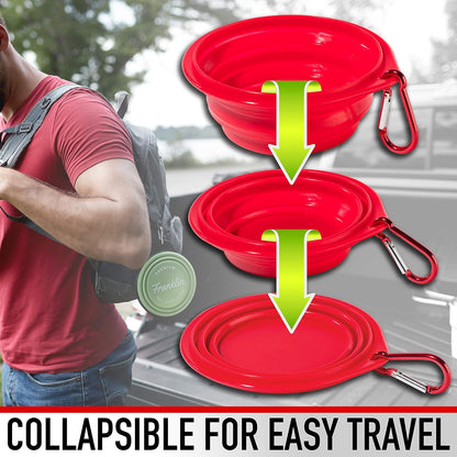 Franklin Pet Supply - Collapsible Pet Travel Bowl - BPA Free - Dogs- Cats - Dog Bowl- Food - Water Bowl - Small - Medium - Large Dog Food Bowl - Puppy- Includes Clip