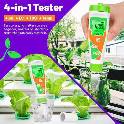 Digital Salinity Tester for Salt Water for Seawater, Aquariums, Marine Monitoring and 4 in 1 Digital EC pH TDS Temp Meter for Water System for Hydroponics, DWC System, Gardening