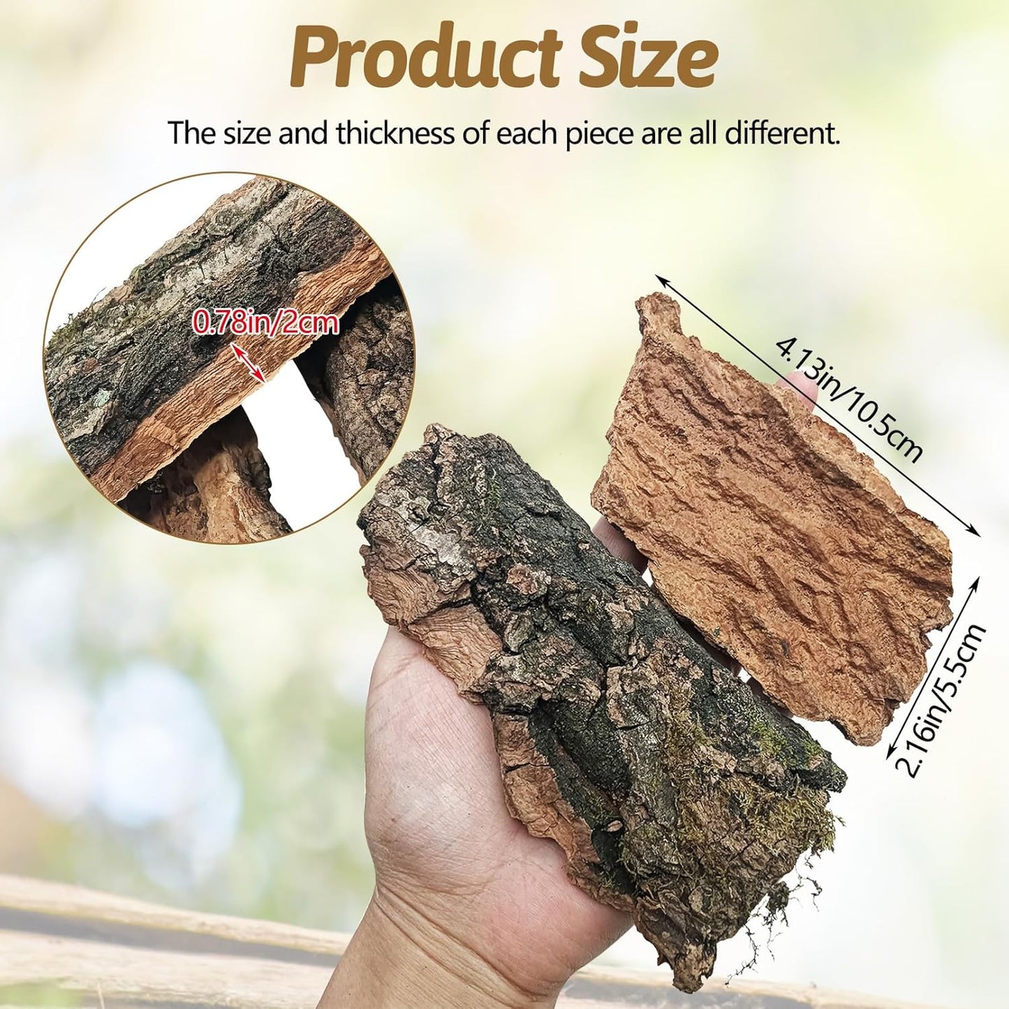 BNOSDM Reptile Cork Bark Substrate and Wooden Hideout Platform for Lizard, Gecko