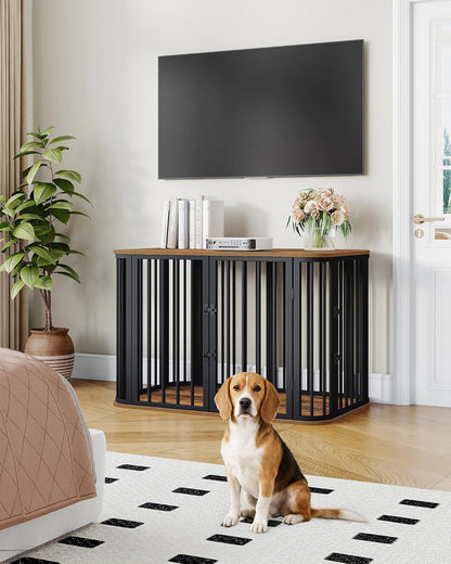 39.4'' Dog Crate Furniture, L Indoor Dog Kennel Dogs Cage, Modern Decorative Pet House for Small/Medium/Large Dogs, Anti-Chew & Anti-Escape, Kennel End Side Table, Rustic Brown DFC88701B