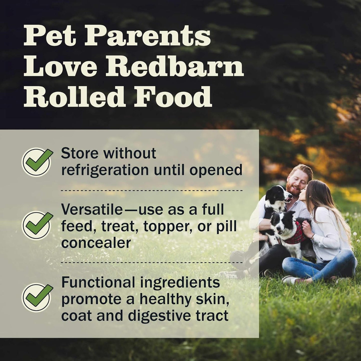 Redbarn Pet Products All-Natural Premium Rolled Dog Food, Lamb Recipe - Soft Semi-Moist Wet Formula for High Protein Diet, Training Rewards, & Treat Pill Concealer - 4 lb, 8 Count