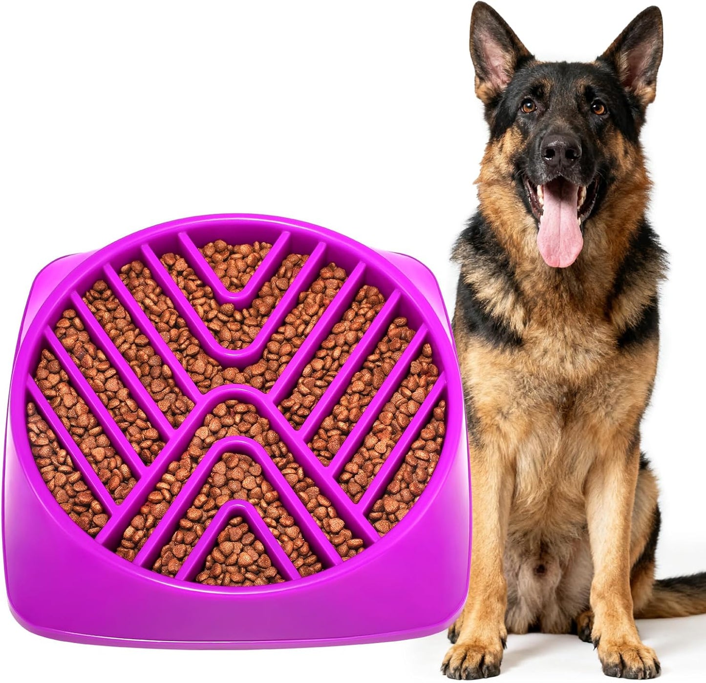 KASBAH Slow Feeder Dog Bowls Large Breed, Holds 5 Cups Wet or Dry Food for Large and Medium Dogs,Puzzle Maze for Fast Eaters,Square Base,Non-Slip, Made Without BPA,Helps Prevent Bloat & Aid Digestion