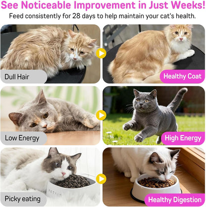 Cat Vitamins Chews, 15 in 1 Cat Multivitamin Treats for Health, Immune, Joint Support, Skin & Coat, & Digestion, Vitamins with Taurine, Omega-3s & Probiotics, Chicken (30 Day Supply)