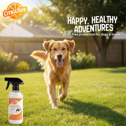 Natural Flea, Tick & Mosquito Spray for Dogs – Cedarwood & Citrus Formula – Plant-Based, DEET-Free, Non-Toxic, USA Made – Safe for Home & Pets – CITRATIDE (16 fl oz)