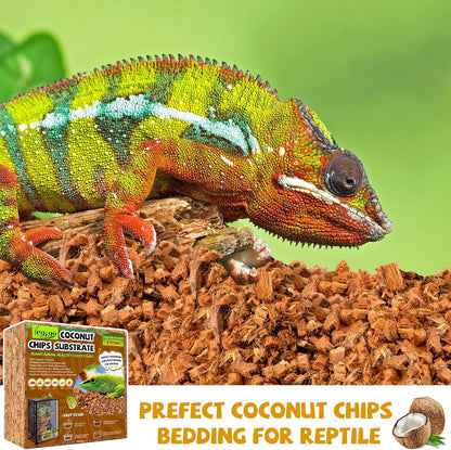 Legigo 10LBS Coconut Chip Substrate for Reptiles, 72QT Natural Coco Husk Chip Reptiles Bedding, Compressed Coconut Chip Substrate for Snake, Tortoise, Ball Python, Gecko, Lizard Terrarium Tanks