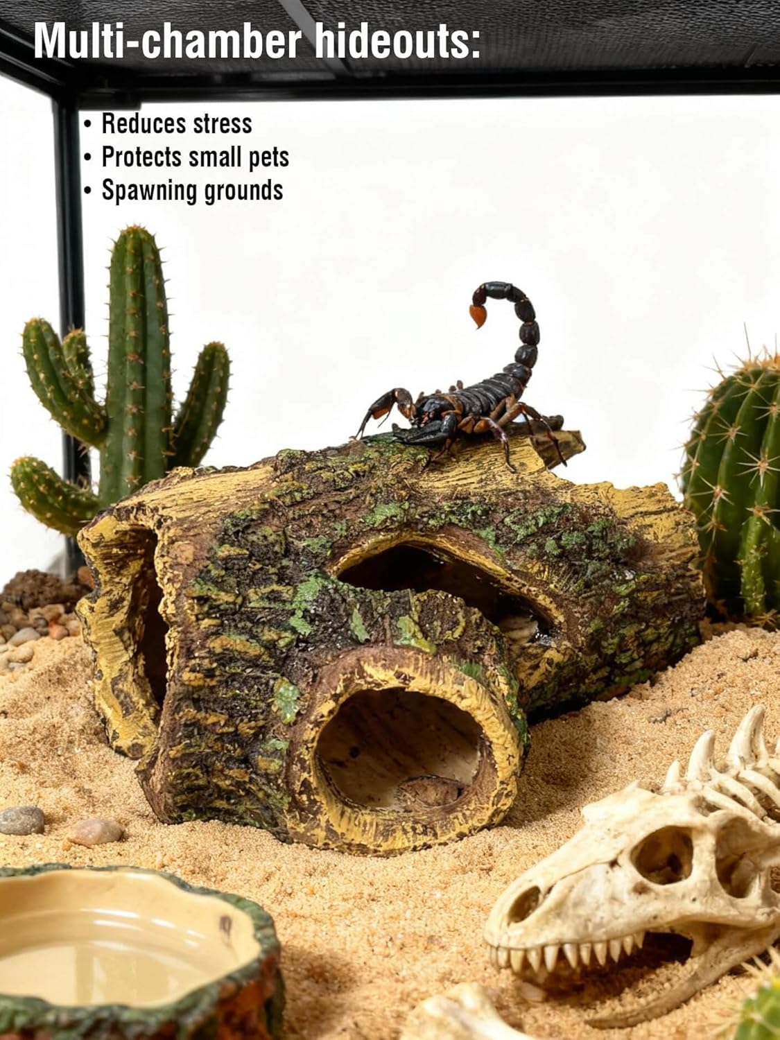 Aquarium Hollow Wood Fish Tank Decorations - Fake Logs Terrarium Décor, Cave and Shelter for Reptiles Hide, Aquarium Hideout for Betta Fish,Shrimp and Turtle,for 20 Gallon Tank