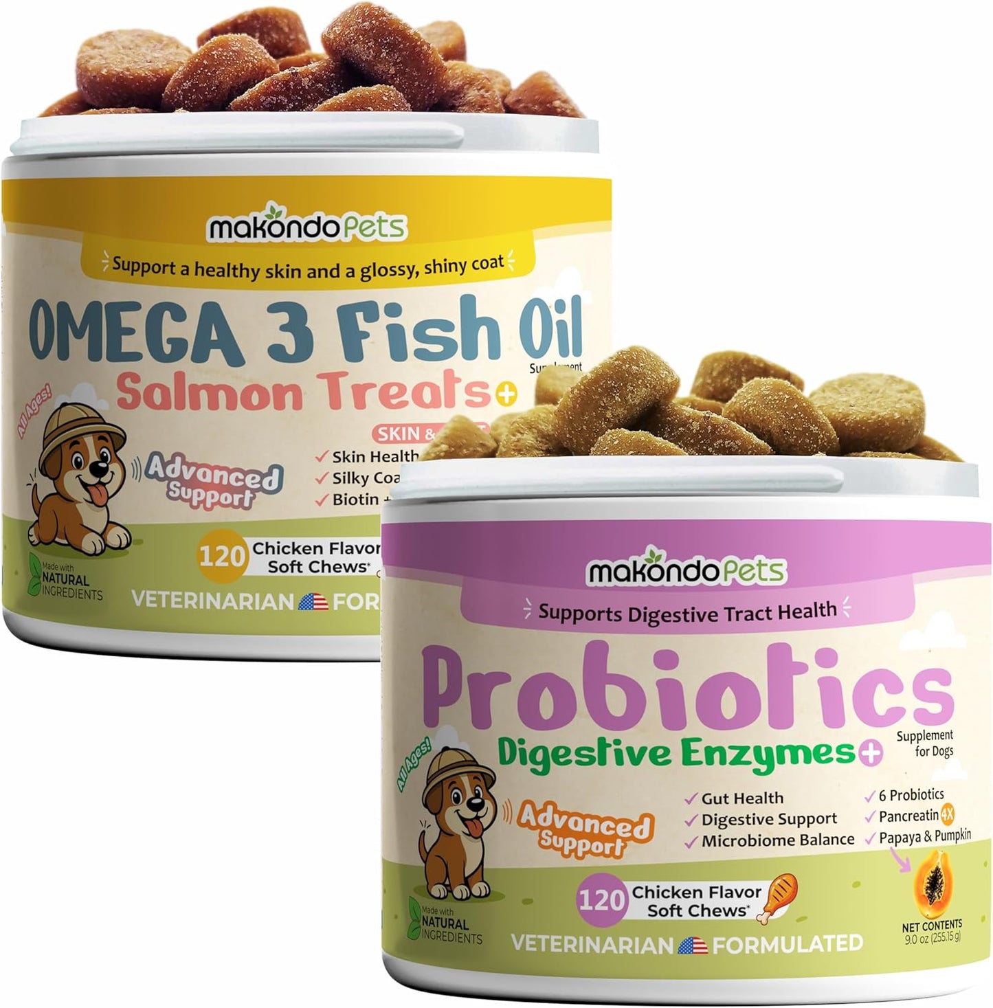 Dog Allergy Support + Skin & Coat & Digestive Health Bundle | Omega-3 Fish Oil, Probiotics & Digestive Enzymes | 240 Soft Chews for Itchy Skin, Gut Balance & Shiny Coat