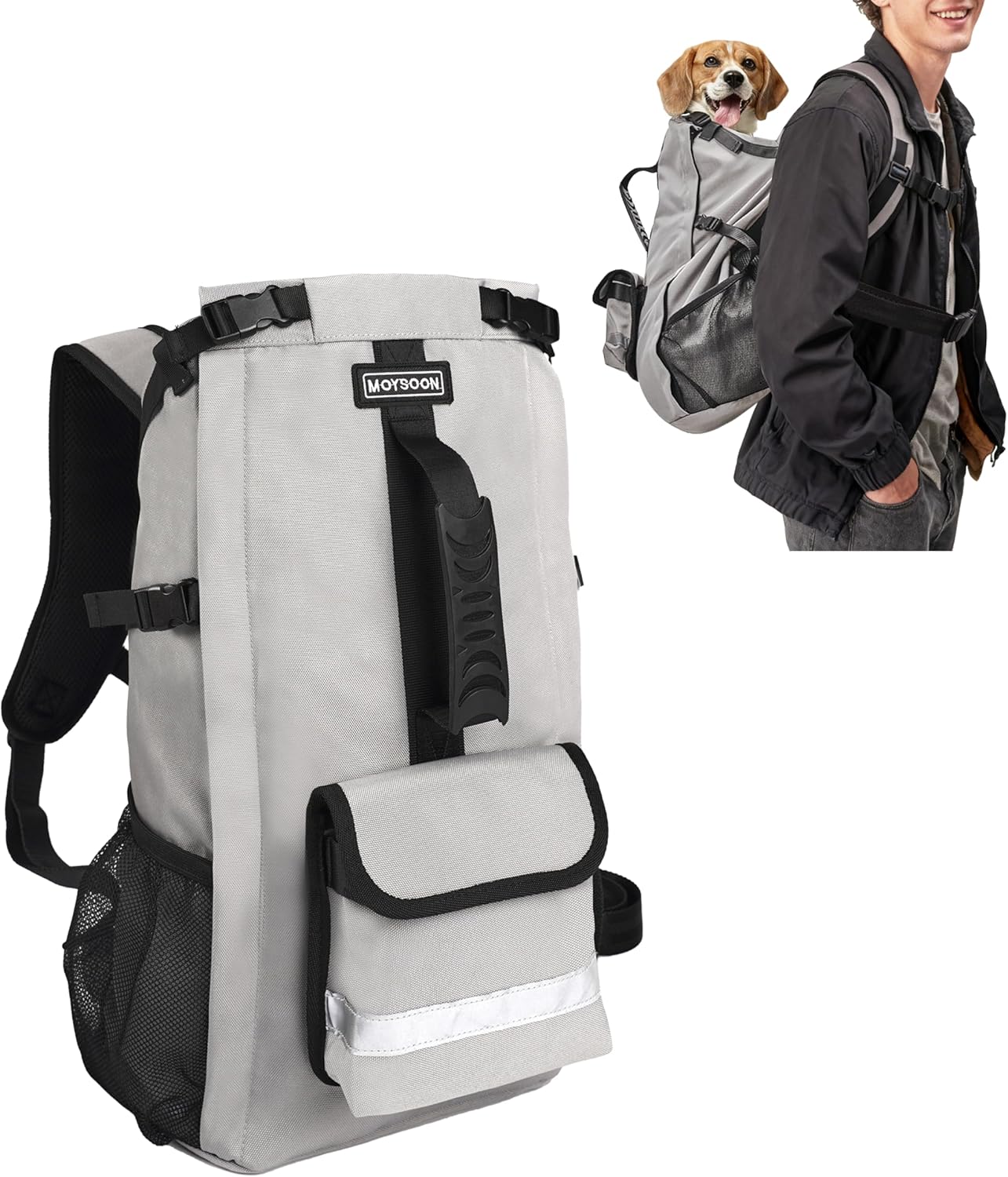 Dog Backpack for Small & Medium Dogs – 4-Layer Safety Pet Carrier with Thick Shoulder Straps, Detachable Waist Bag, Breathable Mesh & Storage Pockets for Travel & Hiking