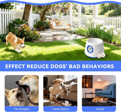 Automatic Ball Launcher for Dogs with 8 Balls - Adjustable Distance up to 50ft,Charger, Whistle & Storage Bag - Interactive Fetch Machine Toy for Indoor Outdoor Play, for Medium Large Breed Dogs.