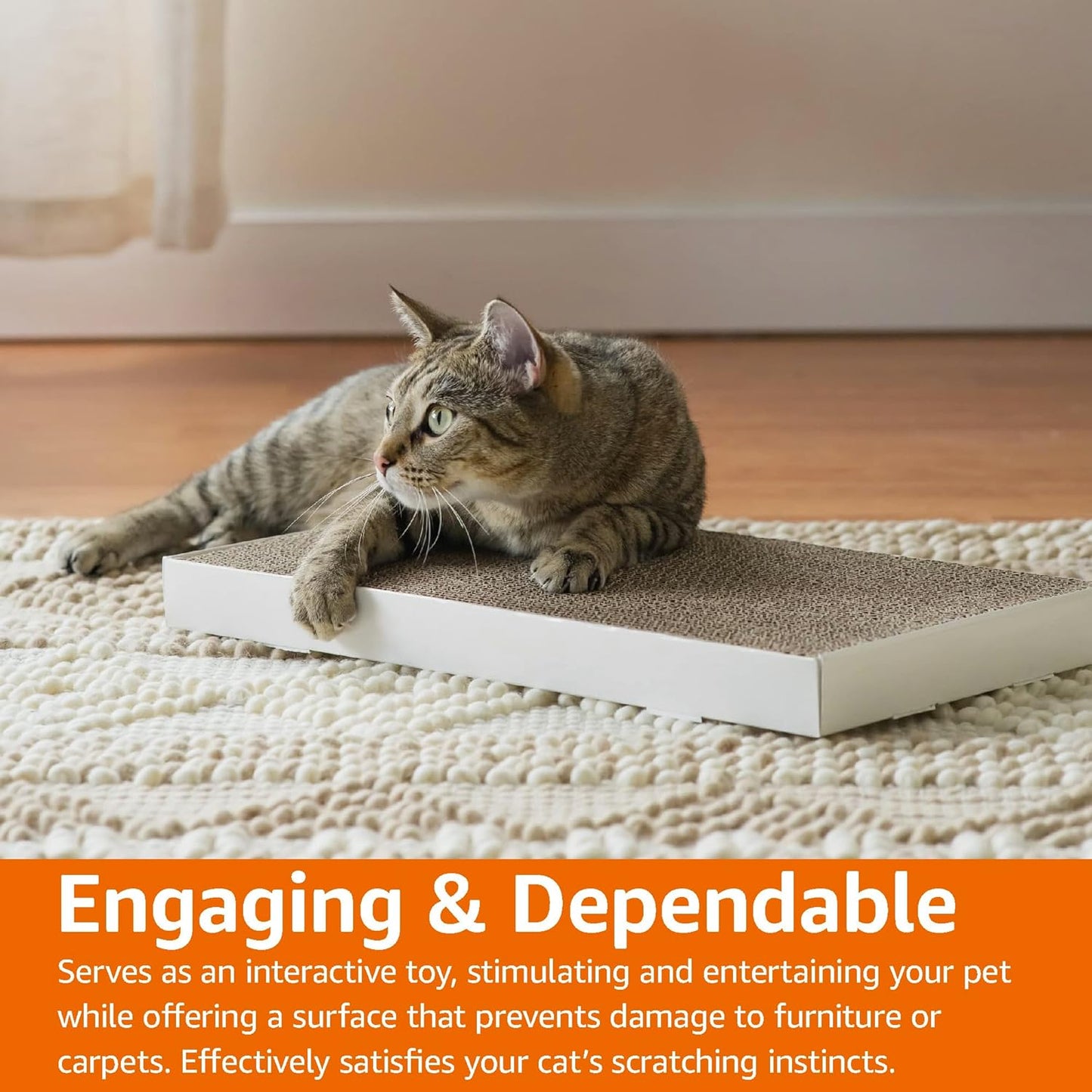 Amazon Basics Corrugated Cardboard Cat Scratchers, 4 Pack, White