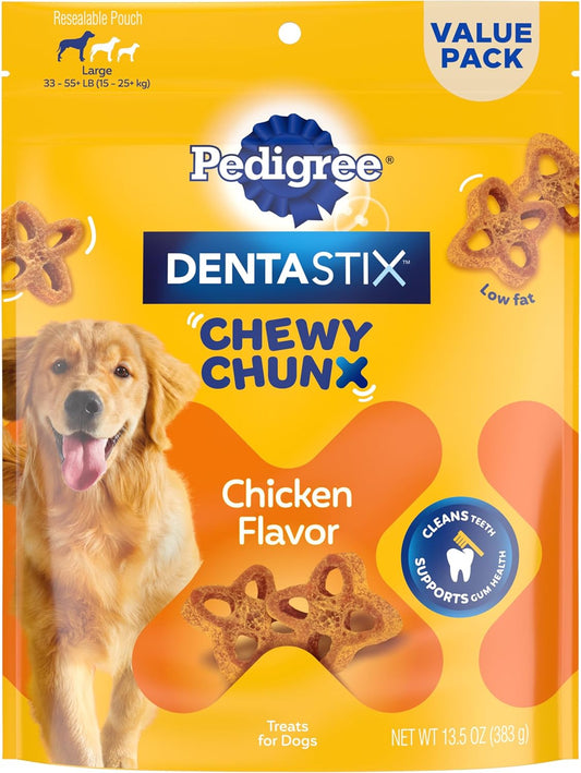 Pedigree Dentastix Chewy Chunx Large Dog Dental Treats Chicken Flavor, 13.5 oz. Bag