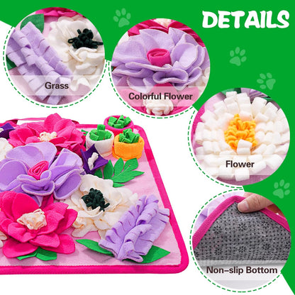 Snuffle Mat for Dogs,Dog Feeding Mat Sniff Mat Interactive Dog Puzzle Mat for Training and Stress Relief Encourages Natural Foraging Skills (Pink)