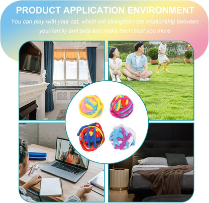 4Pcs Handmade Polyester Cat Balls with 40Cm Tail Bite-Resistant Indoor Scratcher for Kitten Play and Exercise Random Style