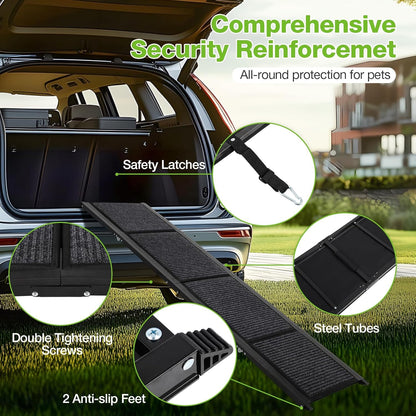 Dog Ramp for Car 71" Long & 17" Wide Folding Dog Ramp with Non-Slip Surface,Portable Pet Ramp for Large Dogs Up to 300LBS