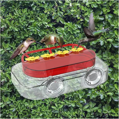 Bird Feeder, Window Hummingbird Feeder with 4 Feeding Ports Strong Suction Cups Hanging Garden Bird Water Drinker Bottle for Outdoors,for Garden(D)