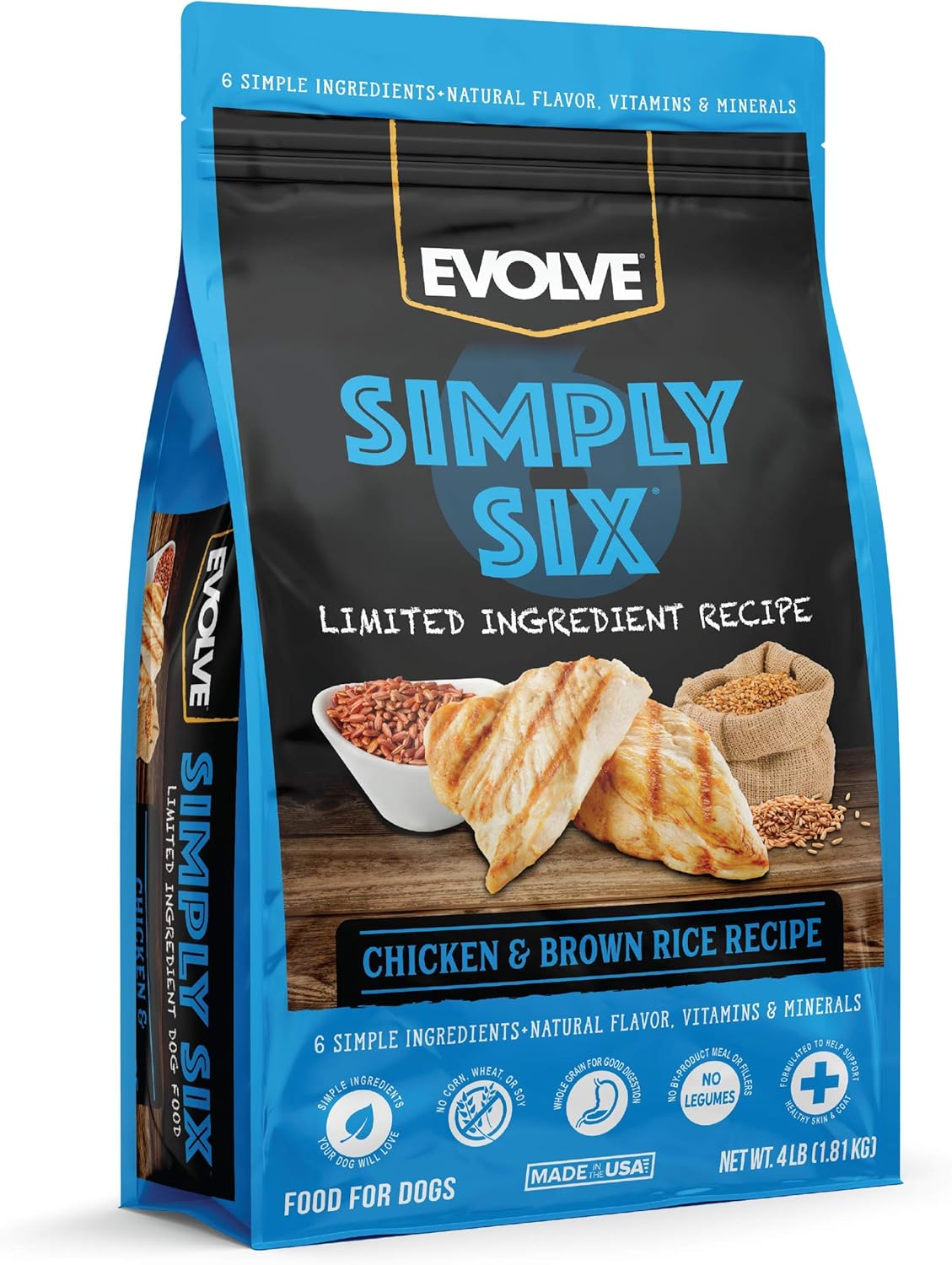 Evolve Pet Food Simply Six Chicken and Brown Rice Recipe Dog Food 4 lb. Bag