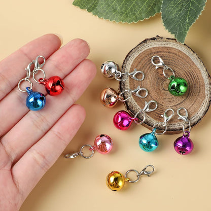 10 pcs Pet Bells for Dog Cat Collar, Metal Round Collar Charms Loud Crisp Sound with Clasps, Kitten Small Animal Pendant Accessories, Christmas Decoration Jingle Bell(Colourful)