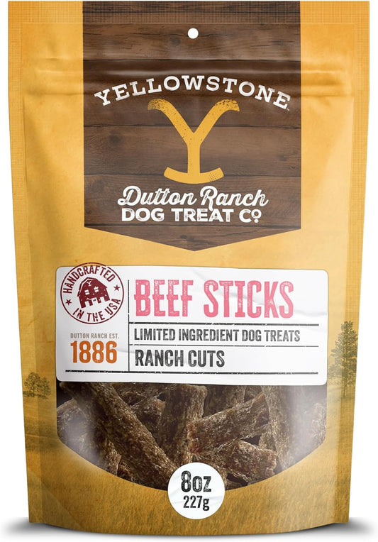 Yellowstone Limited Ingredient Dog Treats Beef Sticks - Healthy Dog Treats Made in USA - Air Dried Beef Collagen Dog Jerky Treats - Crunchy & Chewy Dog Treats - Beef Dog Treats Jerky - 8 oz
