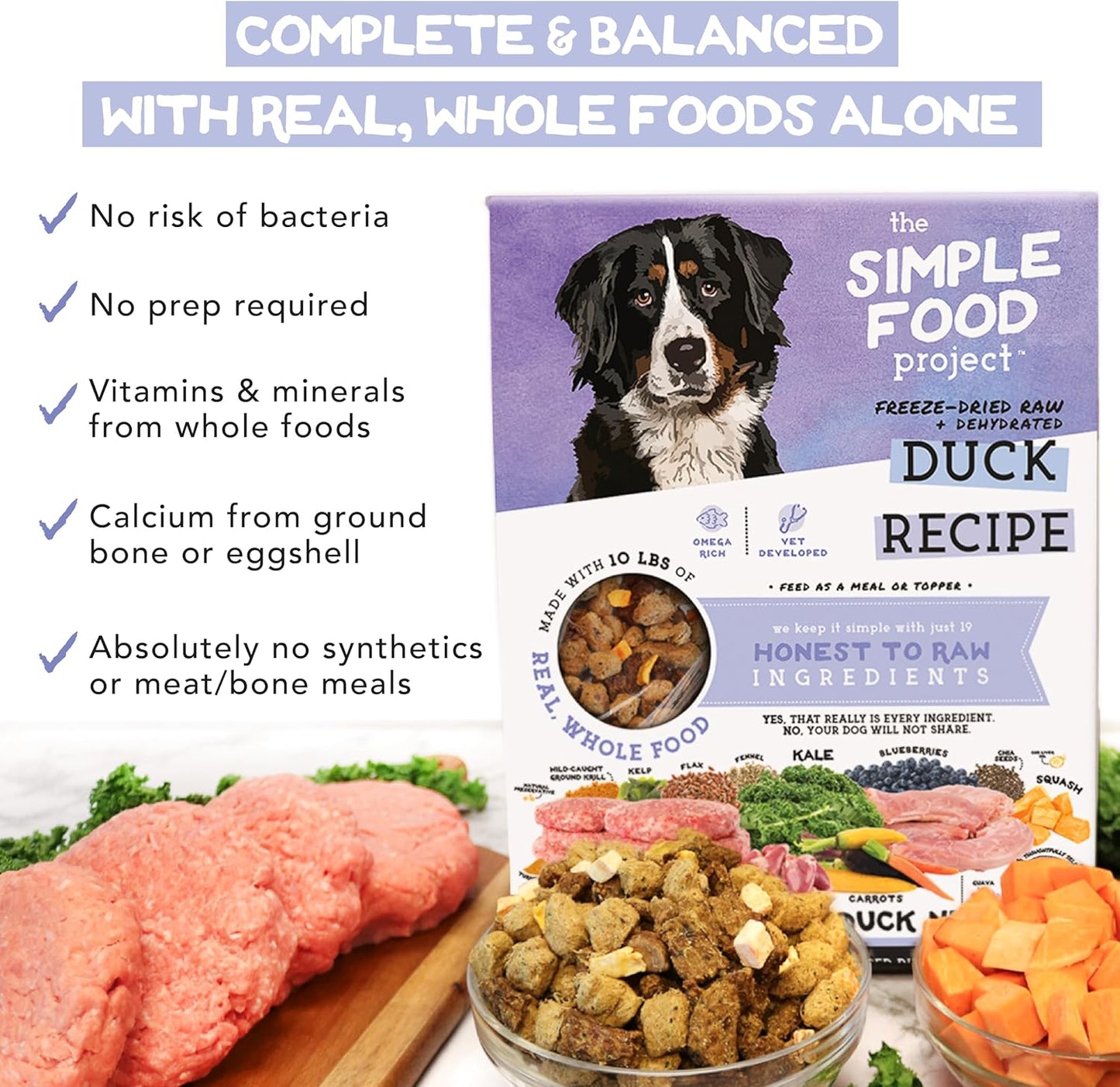 Simple Food Project The Freeze Dried Raw Dog Food Topper Featuring Organic Human Grade Ingredients [6 Pack Variety - 1oz Samples Bison, Duck, Lamb, Beef/Salmon, Duck/Trout, and Chicken/Turkey] …