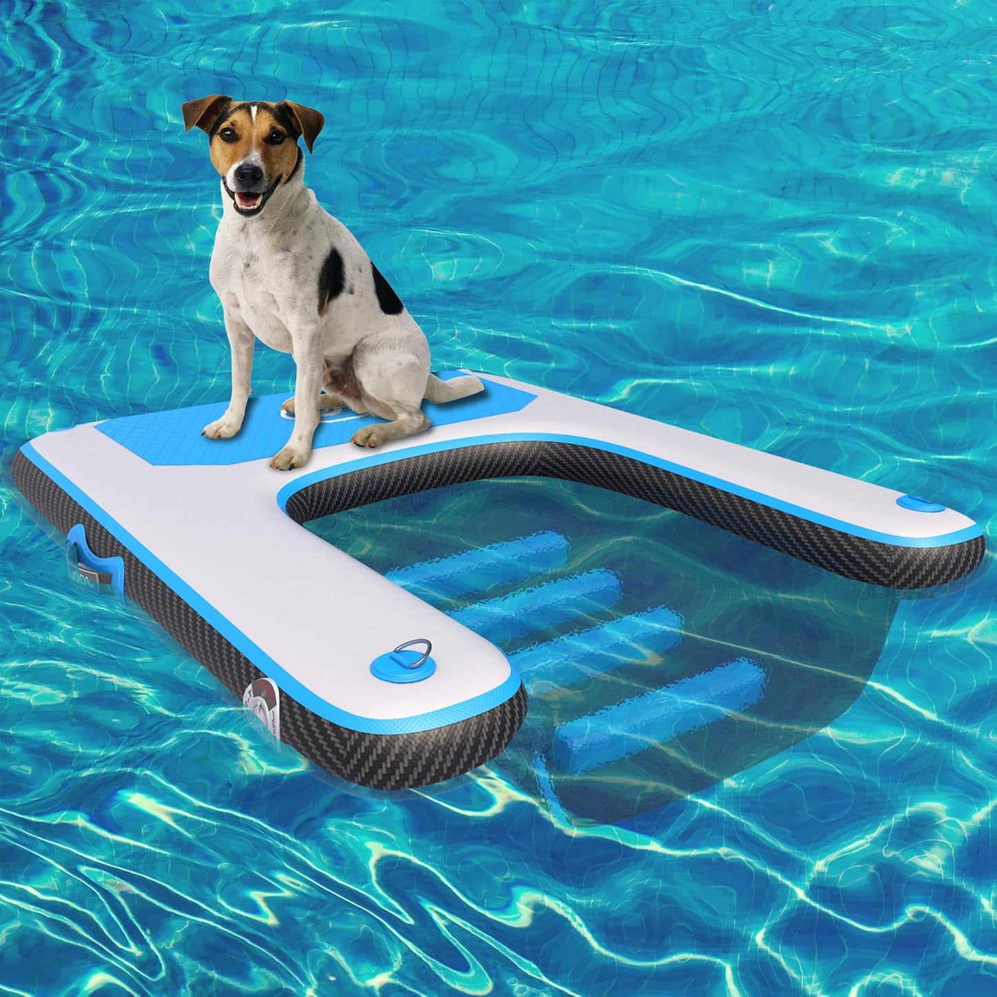 Inflatable Plank Dog Float Ramp,Up to 180lbs Dog Water Ramp Ladder with Non-Slip Dock Platform for Swimming Pool,Boat,Lake