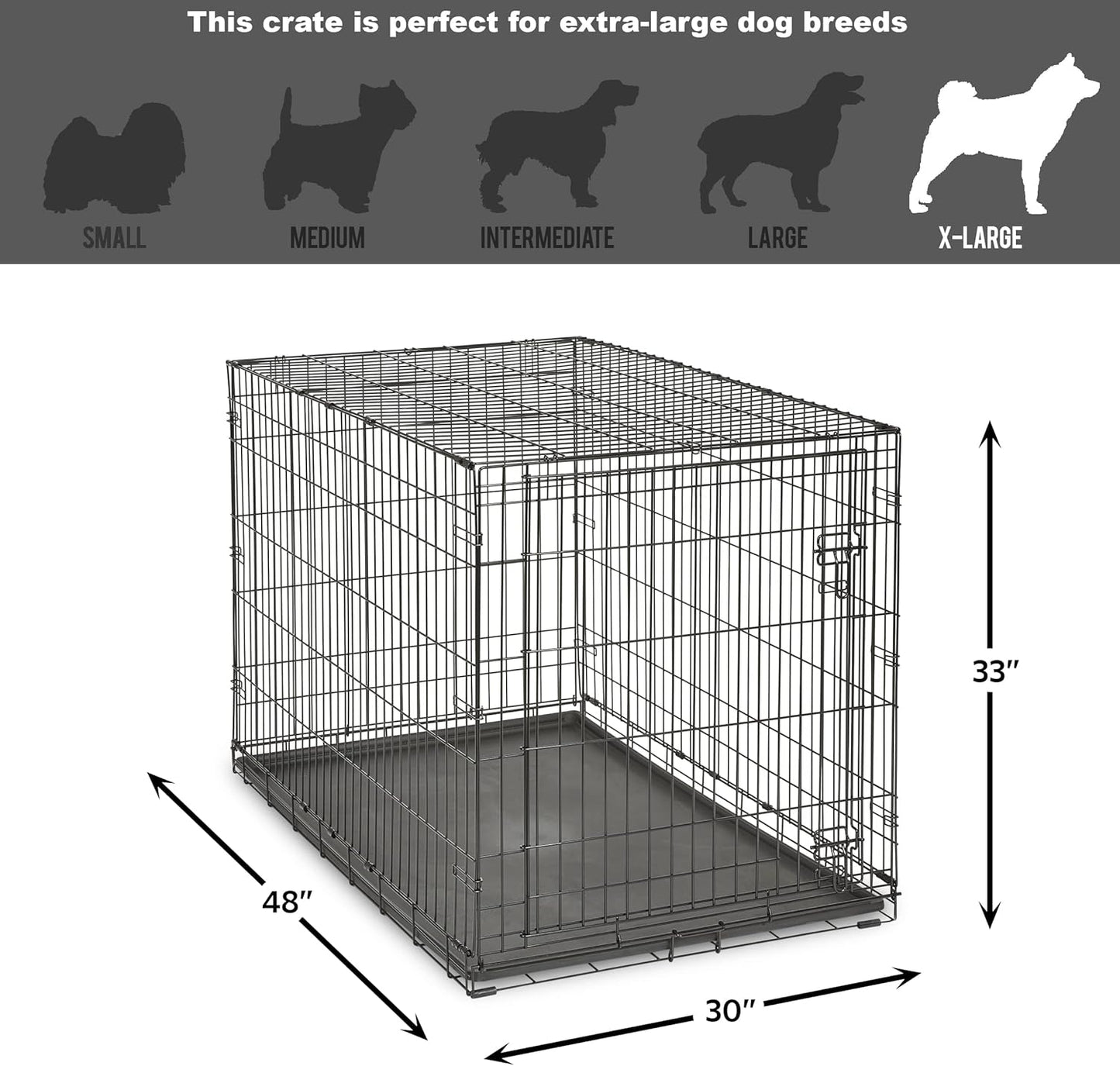 New World Single Door Folding Metal 48-Inch Dog Crate,Includes Leak-Proof Pan, Floor Protecting Feet, & New Patented Features, for Extra-Large Sized Breeds
