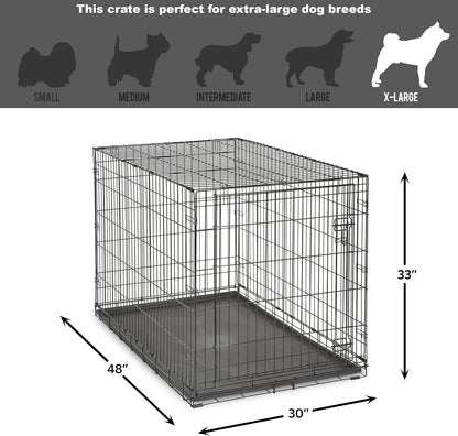 New World Single Door Folding Metal 48-Inch Dog Crate,Includes Leak-Proof Pan, Floor Protecting Feet, & New Patented Features, for Extra-Large Sized Breeds
