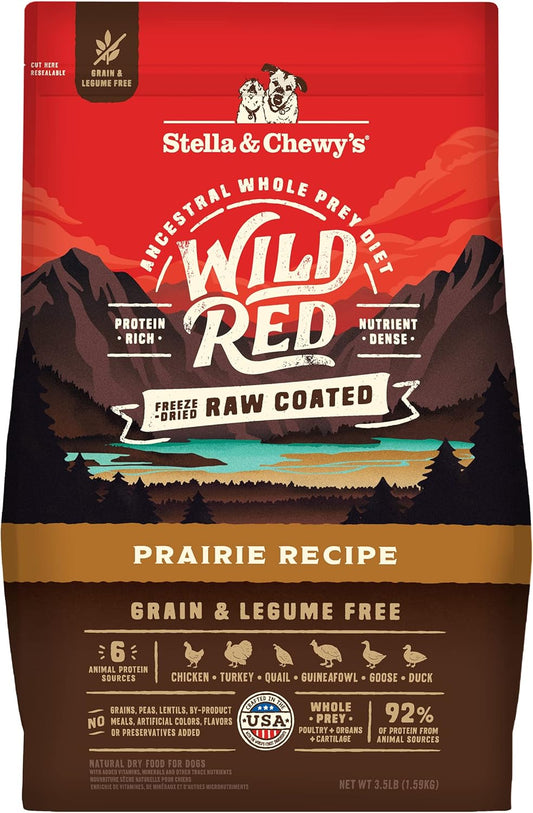 Stella & Chewy's Wild Red Dry Dog Food Raw Coated High Protein Grain & Legume Free Prairie Recipe, 3.5 lb. Bag