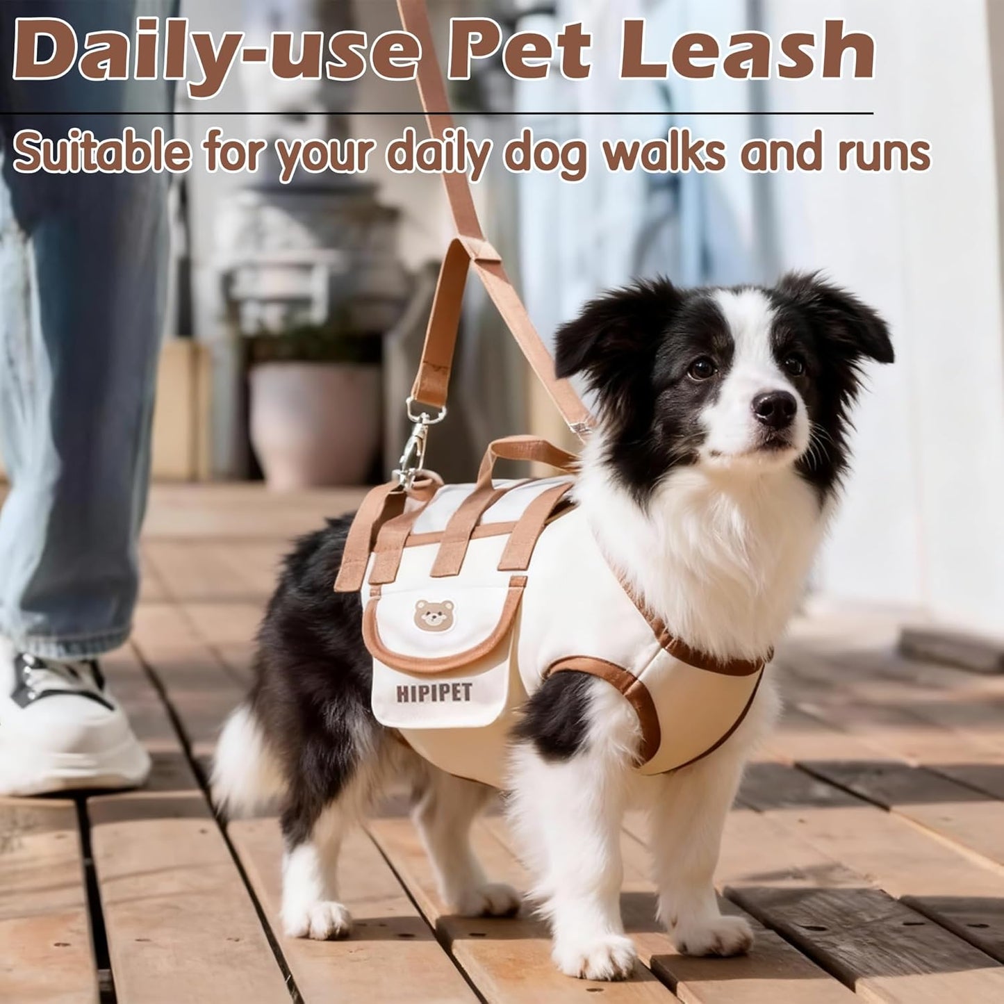 Dog Sling Backpack Carriers - Adjustable Pet Lift Harness Gear, Breathable Dogs Carrying Lifting with Traction Leash Shoulder Straps and Treat Bag for Walking Hiking Travel (M, 8-13lbs)