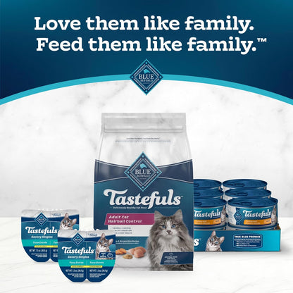 Blue Buffalo Tastefuls Adult Hairball Care Dry Cat Food, Made in The USA with Natural Ingredients, Chicken & Brown Rice Recipe, 3-lb. Resealable Bag