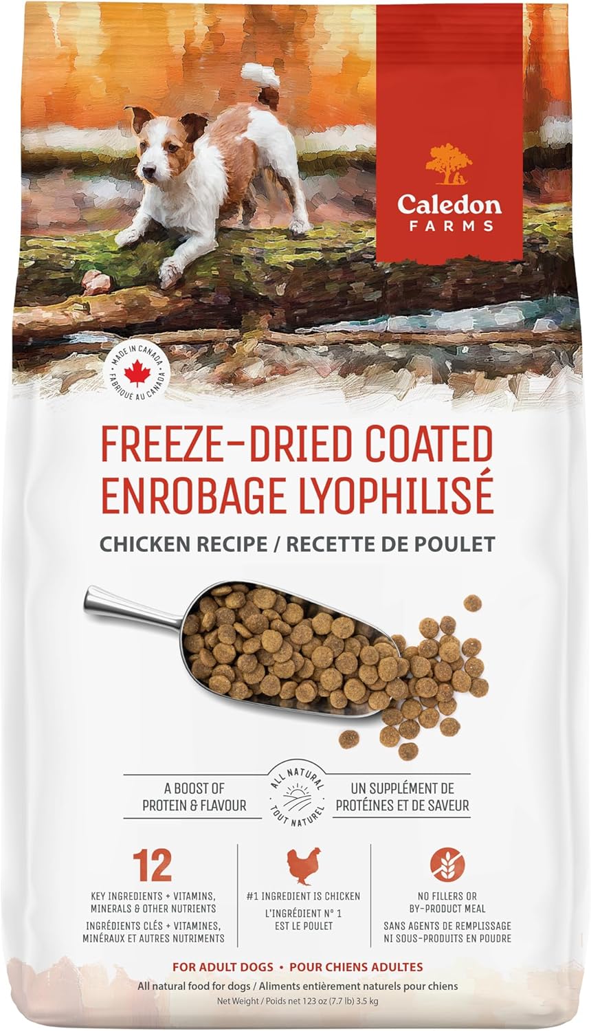 Caledon Farms Freeze-Dried Coated Chicken Recipe Premium Dry Dog Food 7.7lb