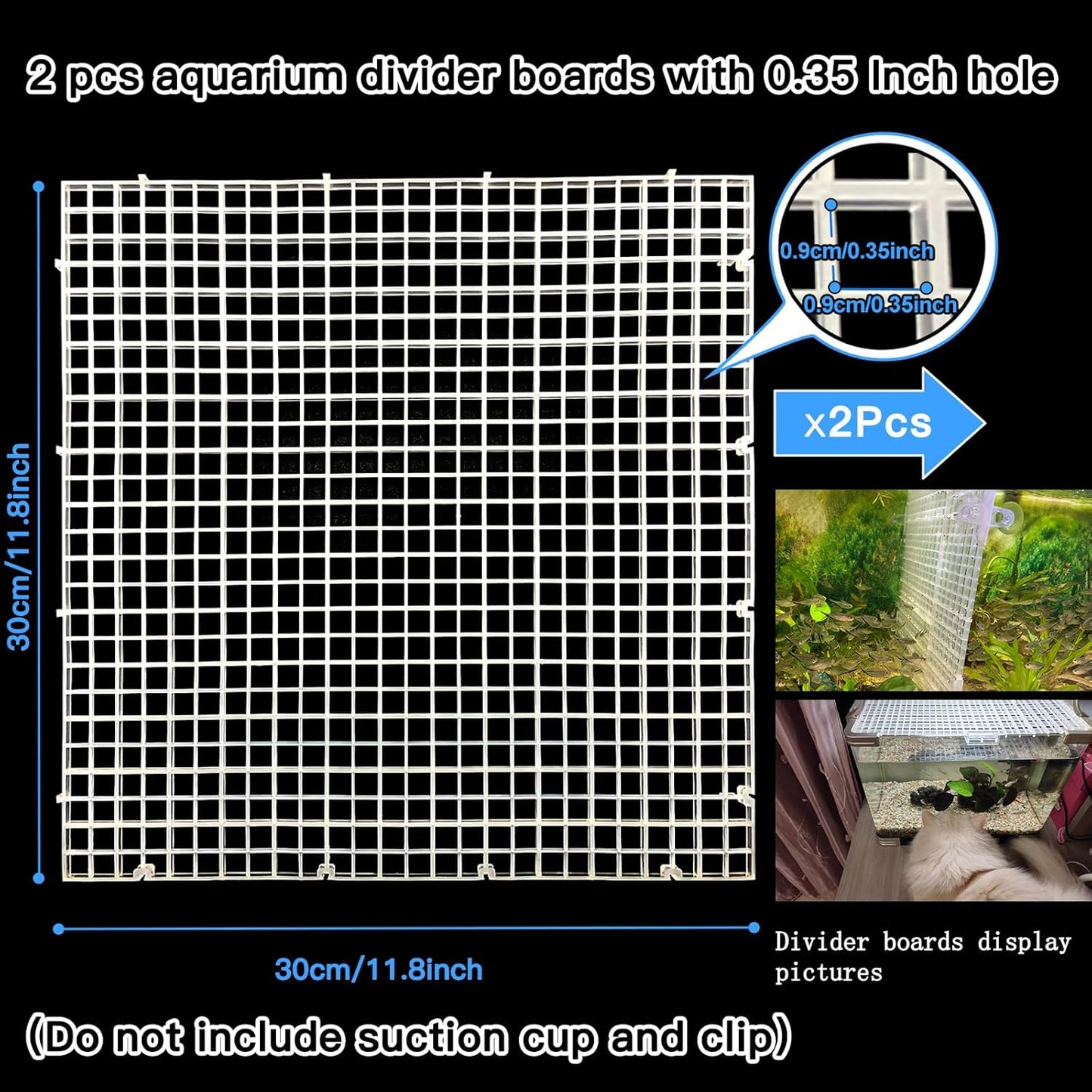 Adjustable Aquarium Fish Tank Divider Filter Bottom Plastic Grid Fish Tank Isolation Board Egg Crate Tray(White, 2pcs 11.8X11.8Inch with 0.35Inch Hole)