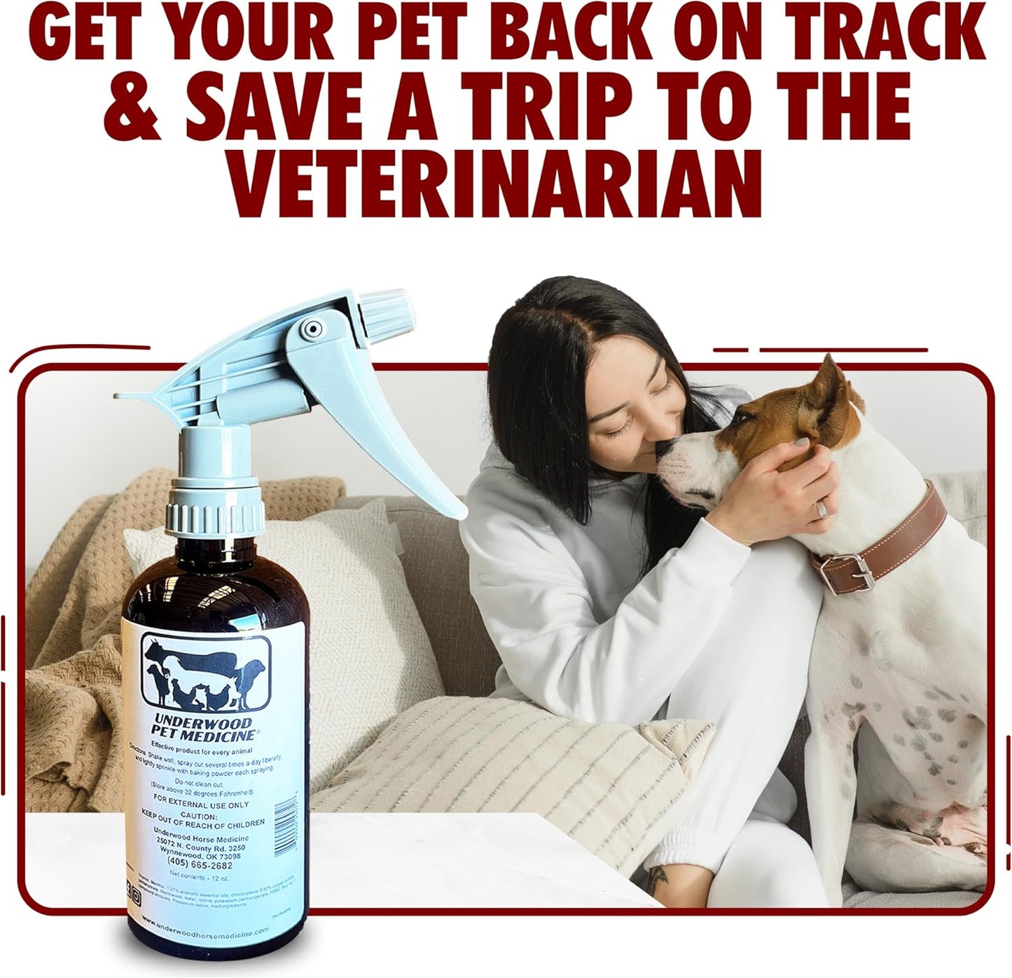 Underwood Pet Wound Care Spray – Versatile & Economical Wound Care Solution for All Animals - Prevents Infections, Gentle & Easy to Use - Antiseptic Spray Suitable for Cuts, Scrapes & Open Wounds
