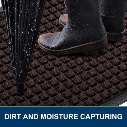 Smiry Front Door Mat Outside Entrance, Brown, 29.5" x 17" and Dog Door Mat for Muddy Paws, Brown, 30" x 20", 2 Item Bundle