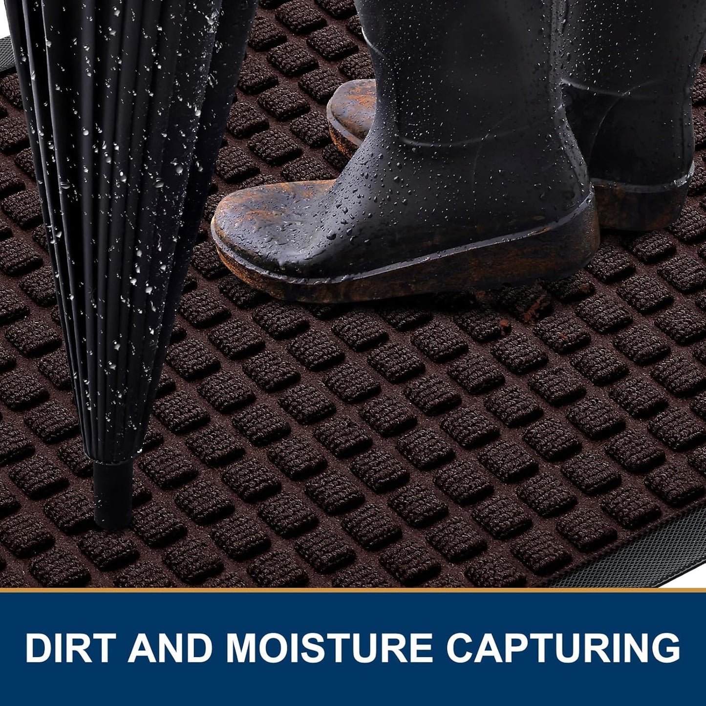 Smiry Front Door Mat Outside Entrance, Brown, 29.5" x 17" and Dog Door Mat for Muddy Paws, Brown, 30" x 20", 2 Item Bundle