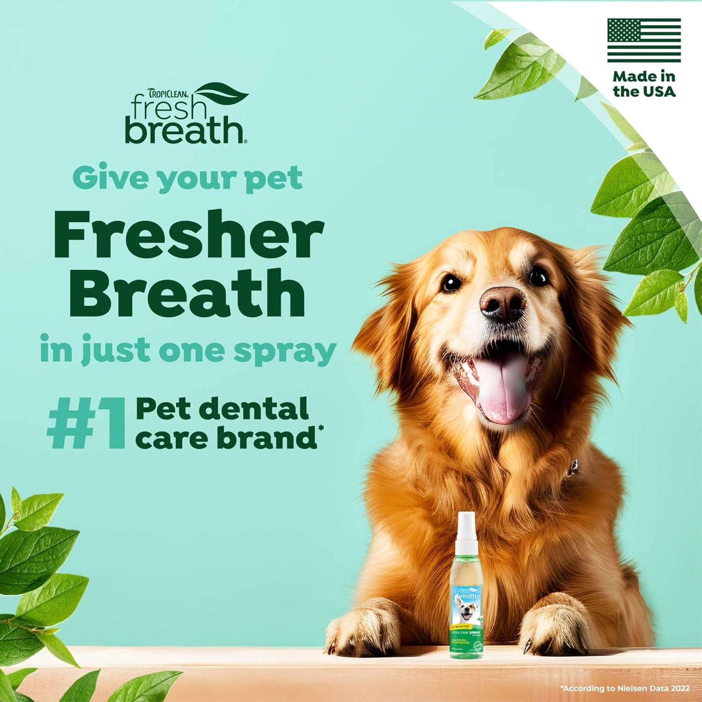 TropiClean Fresh Breath Oral Care Spray for Dogs & Cats | Dog Breath Spray | Mint Breath Freshener | Pet Bad Breath Treatment | Made in The USA | 4 oz