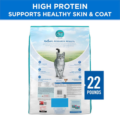 Purina ONE Plus High Protein Cat Food Dry Salmon and Ocean Whitefish Cat Skin and Coat Health Formula - 22 lb. Bag