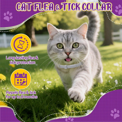 4 Pack Flea & Tick Collar for Cats - 8 Months Long-Lasting Protection and Prevention, Adjustable Cat Flea and Tick Collar